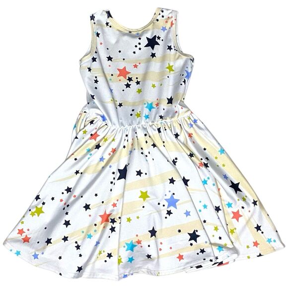 Dot Dot Smile White Striped Star Print Sleeveless Dress Size 2T - Picture 2 of 5
